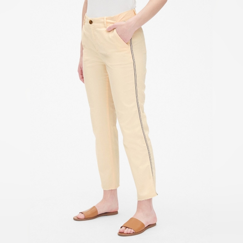 GAP Girlfriend Chinos Midrise Yellow Cream Blue‎ Stripe (#1,348)